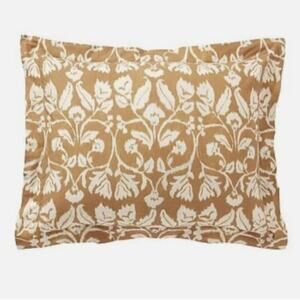Pottery Barn King Sham Pillow Cover Zama Print Mustard Yellow Cream NWT